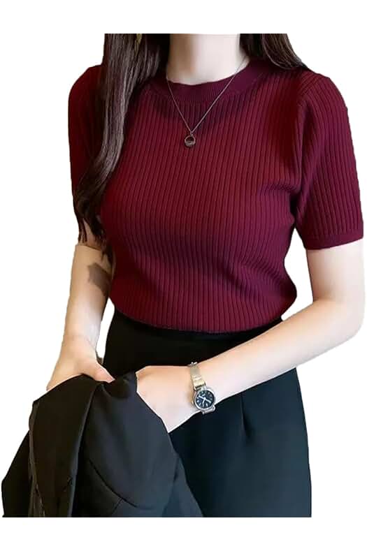 Istyle Can Plain Round Neck Ri...